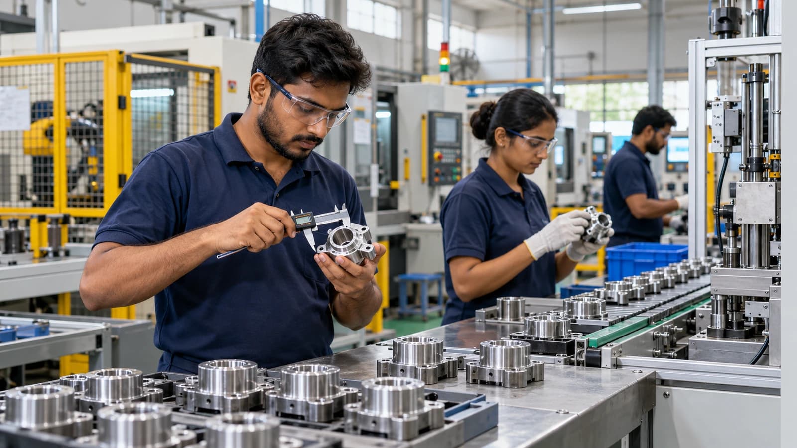 Manufacturing professionals at work
