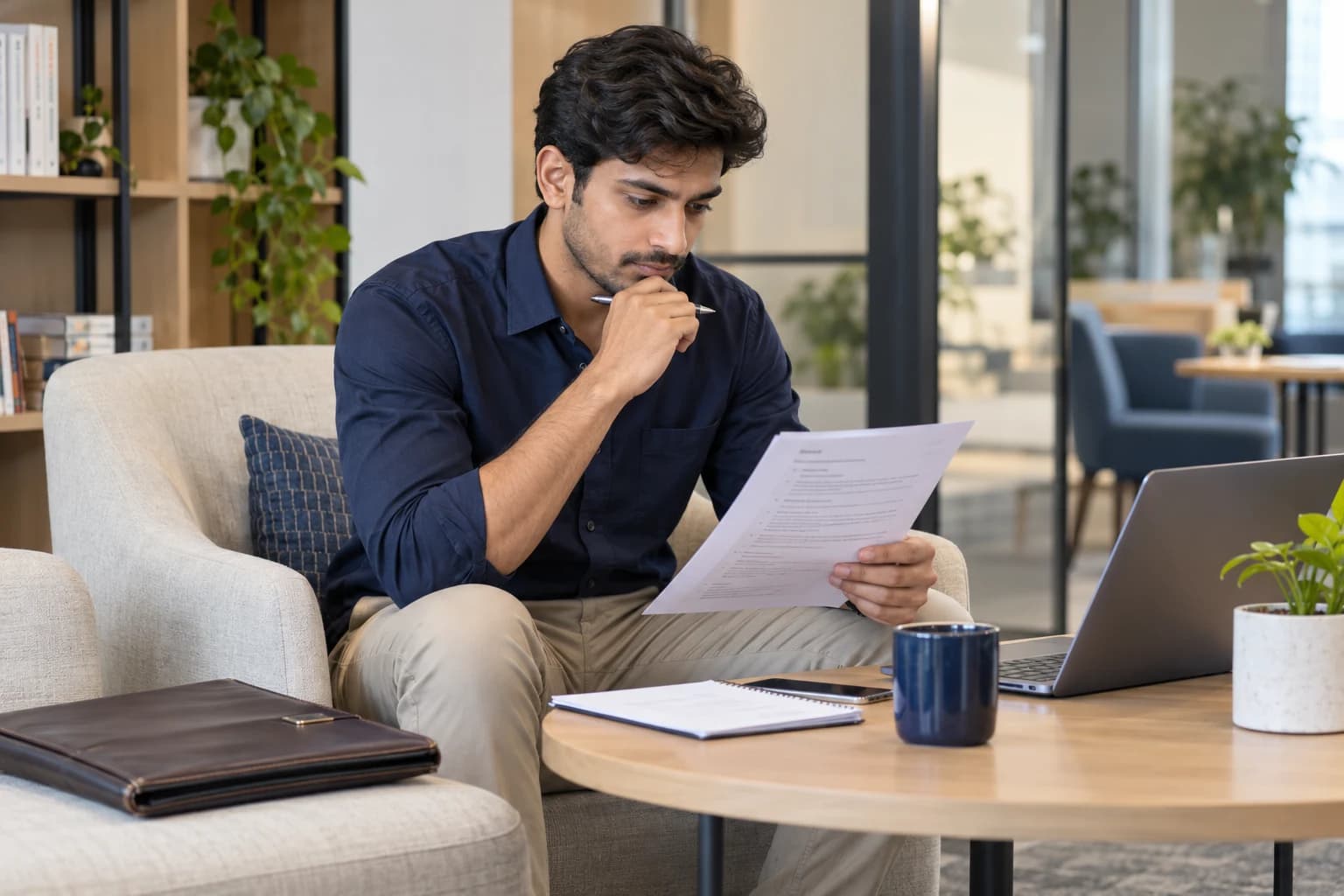 Professional reviewing career opportunities